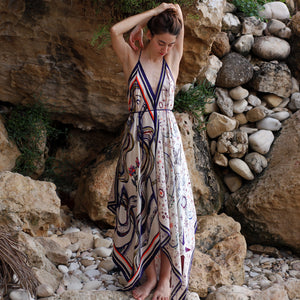 Astarte Phoenician Goddess - Hand Sewn Satin Silk Dress