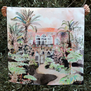 Traditional Lebanese House with Palm Trees - Silk Scarf