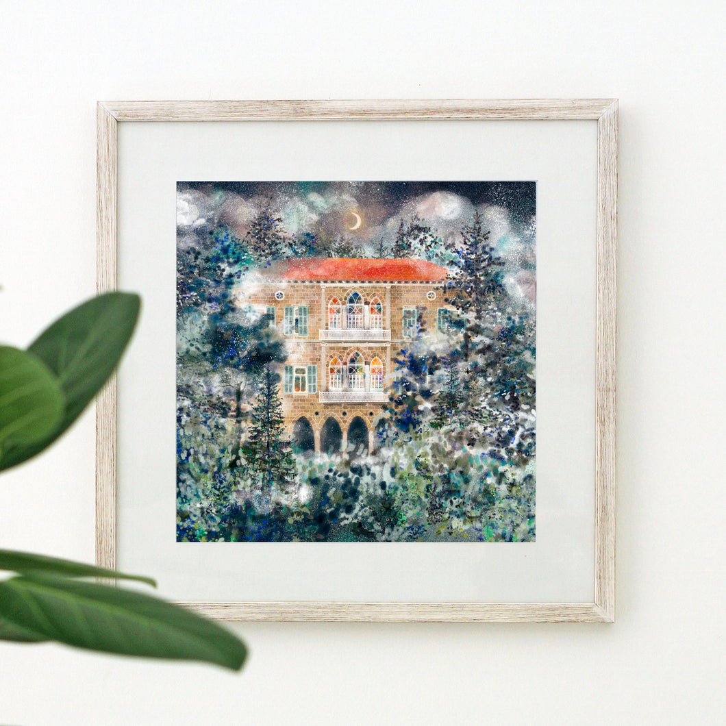 Traditional Lebanese House in Winter - Giclée Print
