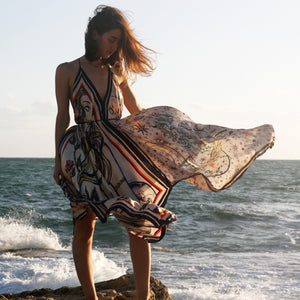 Astarte Phoenician Goddess - Hand Sewn Satin Silk Dress