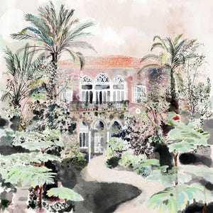 Traditional Lebanese House with Palm Trees - Unframed Giclée Print