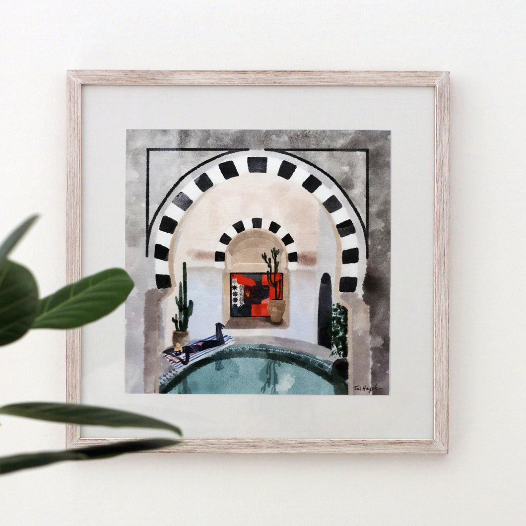 Lounging by the Pool, Tunisia - Unframed Giclée Print