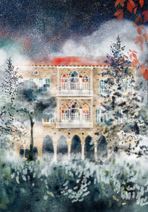 Winter Mist - Traditional Lebanese Mountain House - Unframed Giclée Print