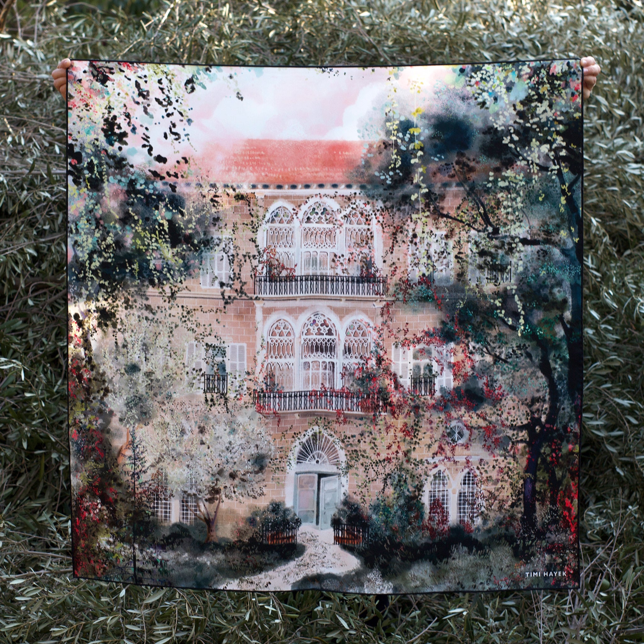 Traditional Lebanese Mountain House Scarf 90