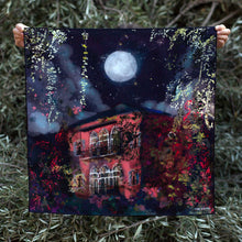 Load image into Gallery viewer, Traditional Lebanese House with Full Moon -Silk Scarf
